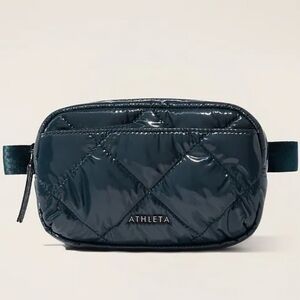 Athleta All About Shine Quilted Belt Bag Crossbody Fanny Pack Cypress Shine